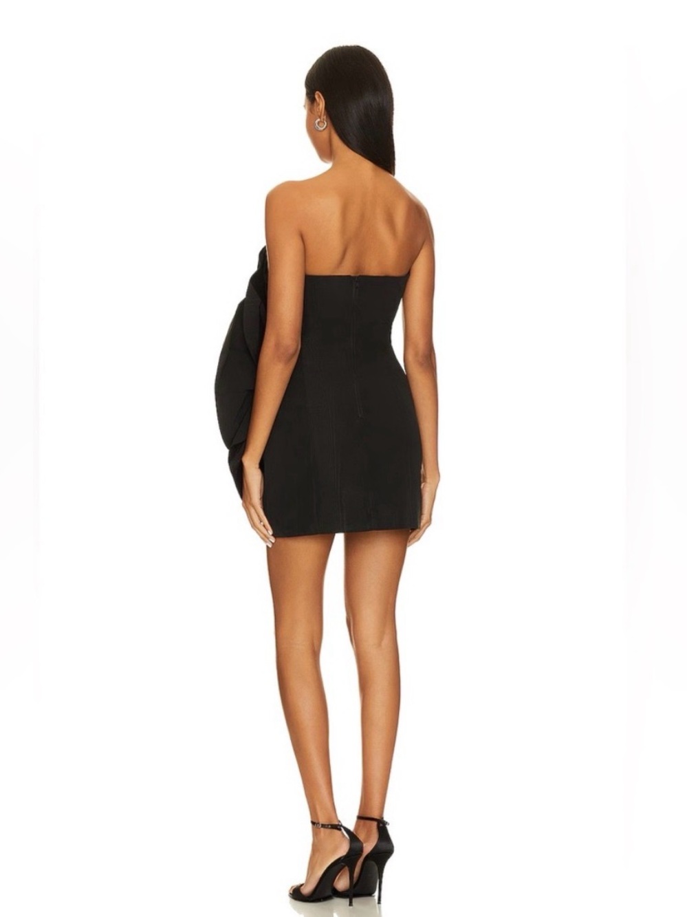 Free People Bardot Black 3D Floral Rosette One Shoulder Mini Dress NWT Size 8 - Picture 2 of 13